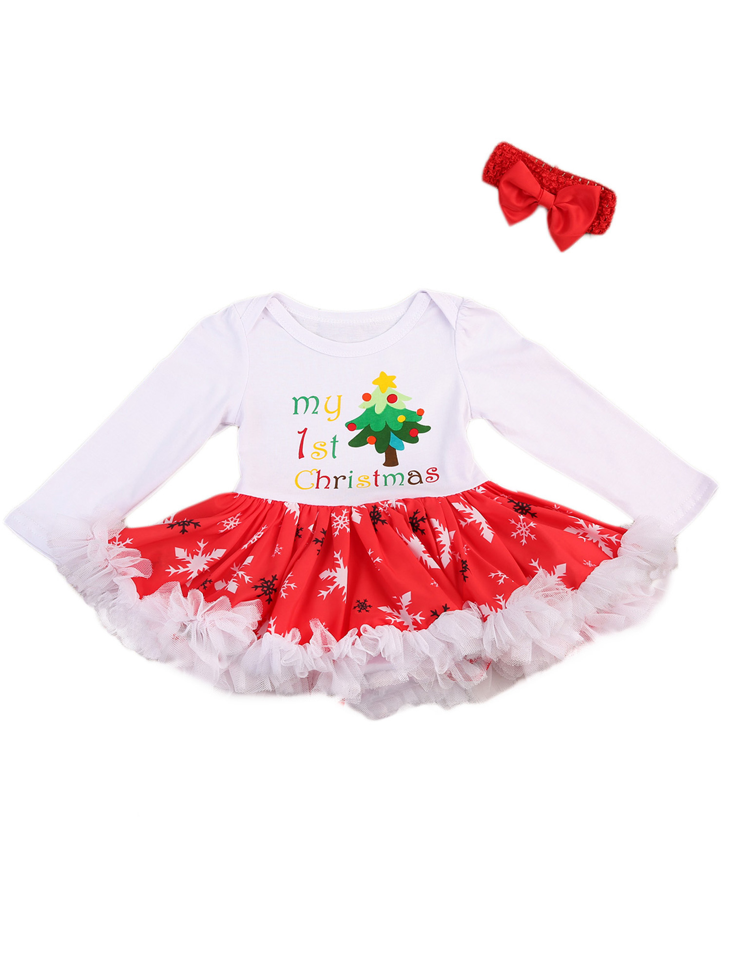 US Toddler Baby Girls Christmas Costume Party Outfit Romper Jumpsuit Fancy Dress